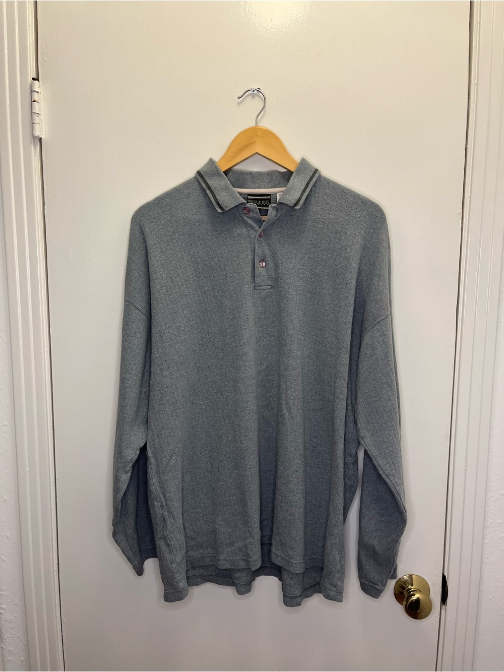 Vintage Grey Ribbed Polo Shirt - Men